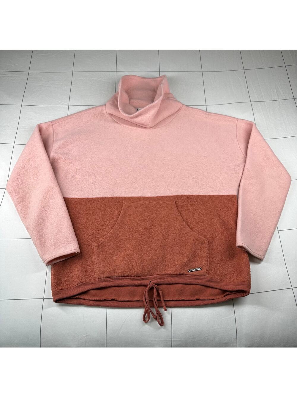Carve Designs Sweatshirt Womens XS Pink Fleece Funnelneck Cinch Waist Pulloveer